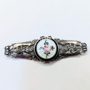 Guilloche Enameled Brooch